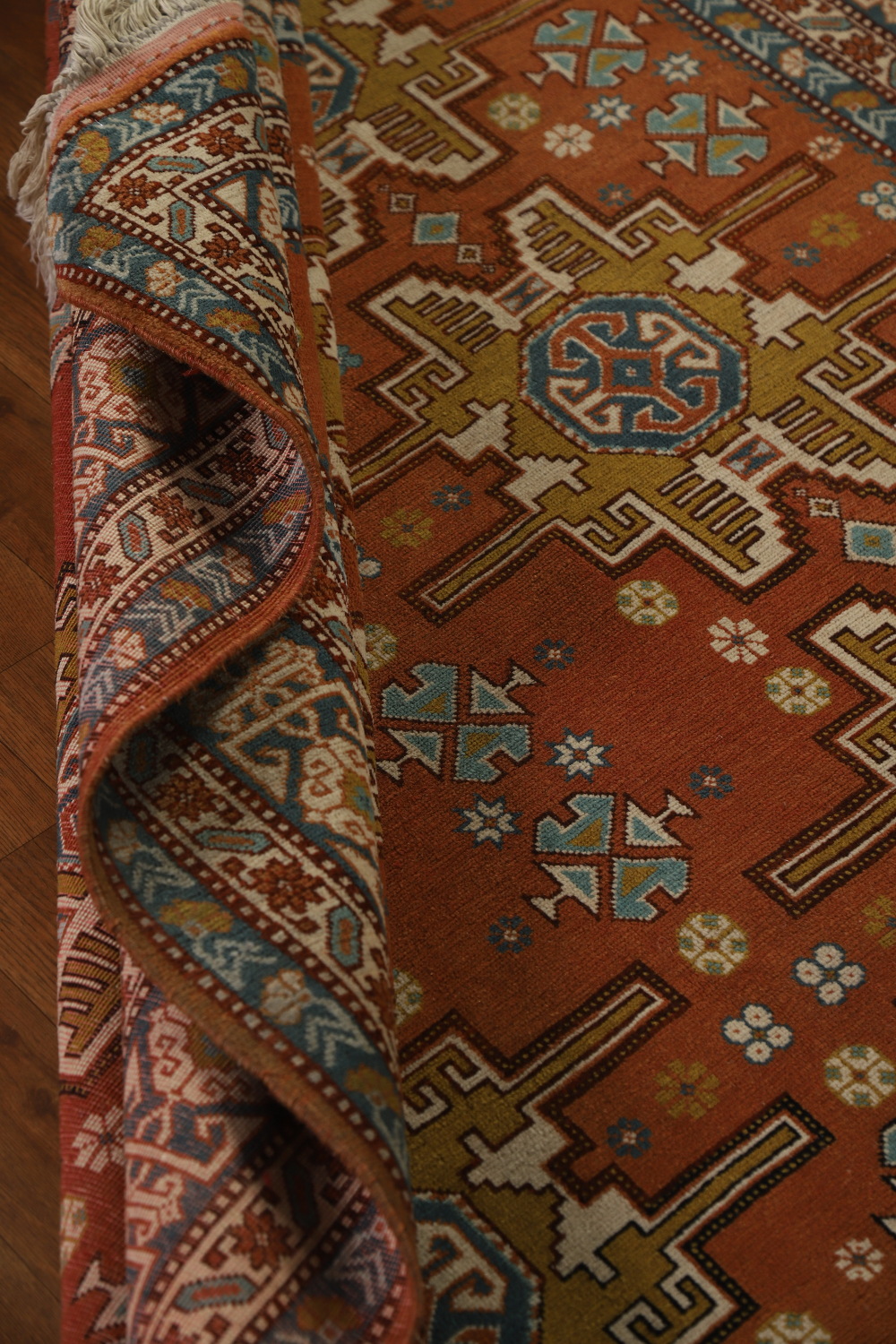 Orange Wool Vegetable Dye Sumak Persian Rug 5x7