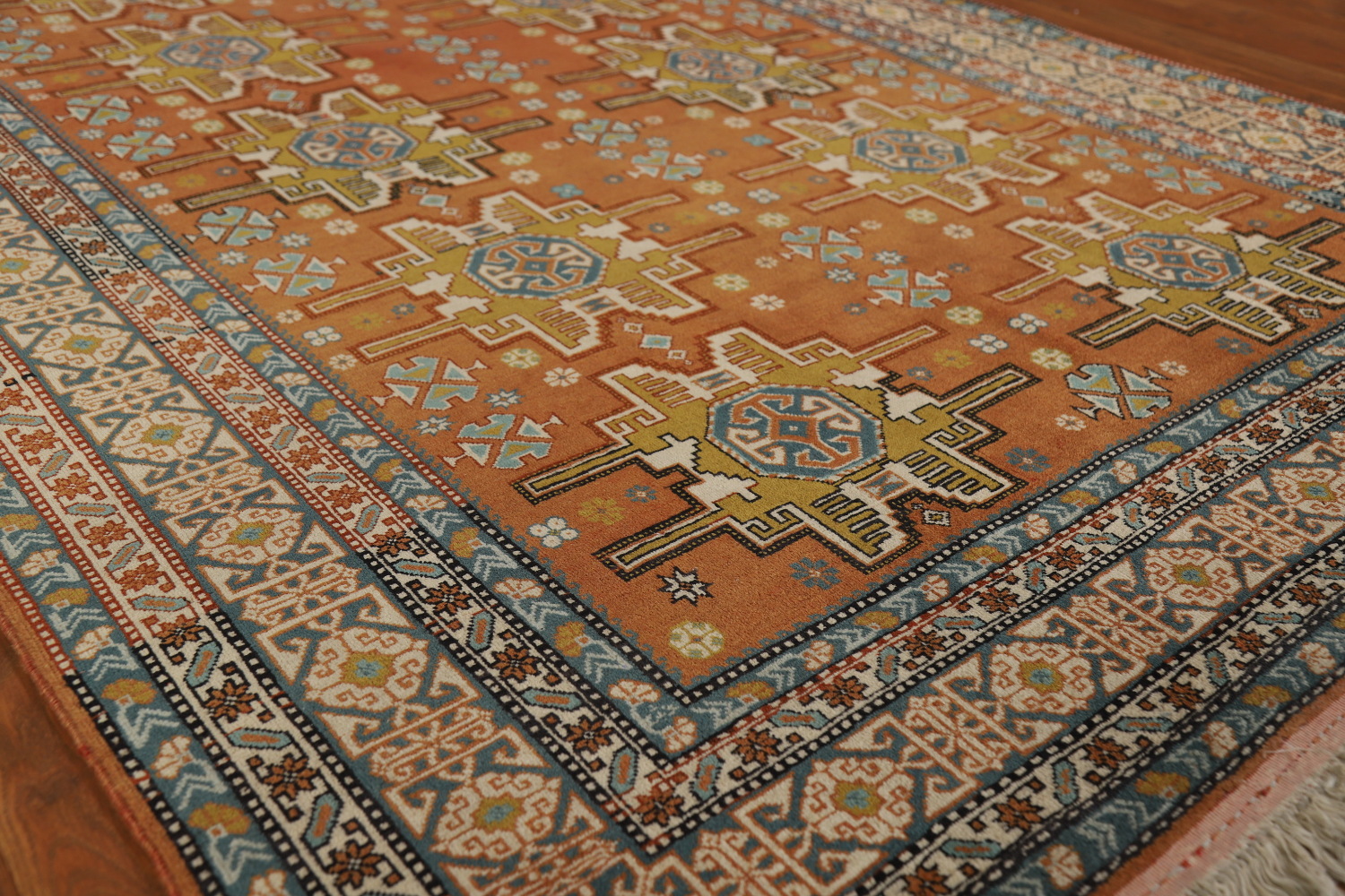 Orange Wool Vegetable Dye Sumak Persian Rug 5x7