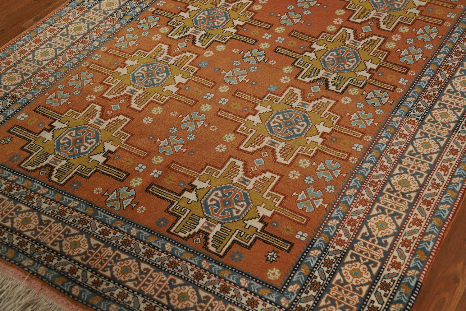 Orange Wool Vegetable Dye Sumak Persian Rug 5x7