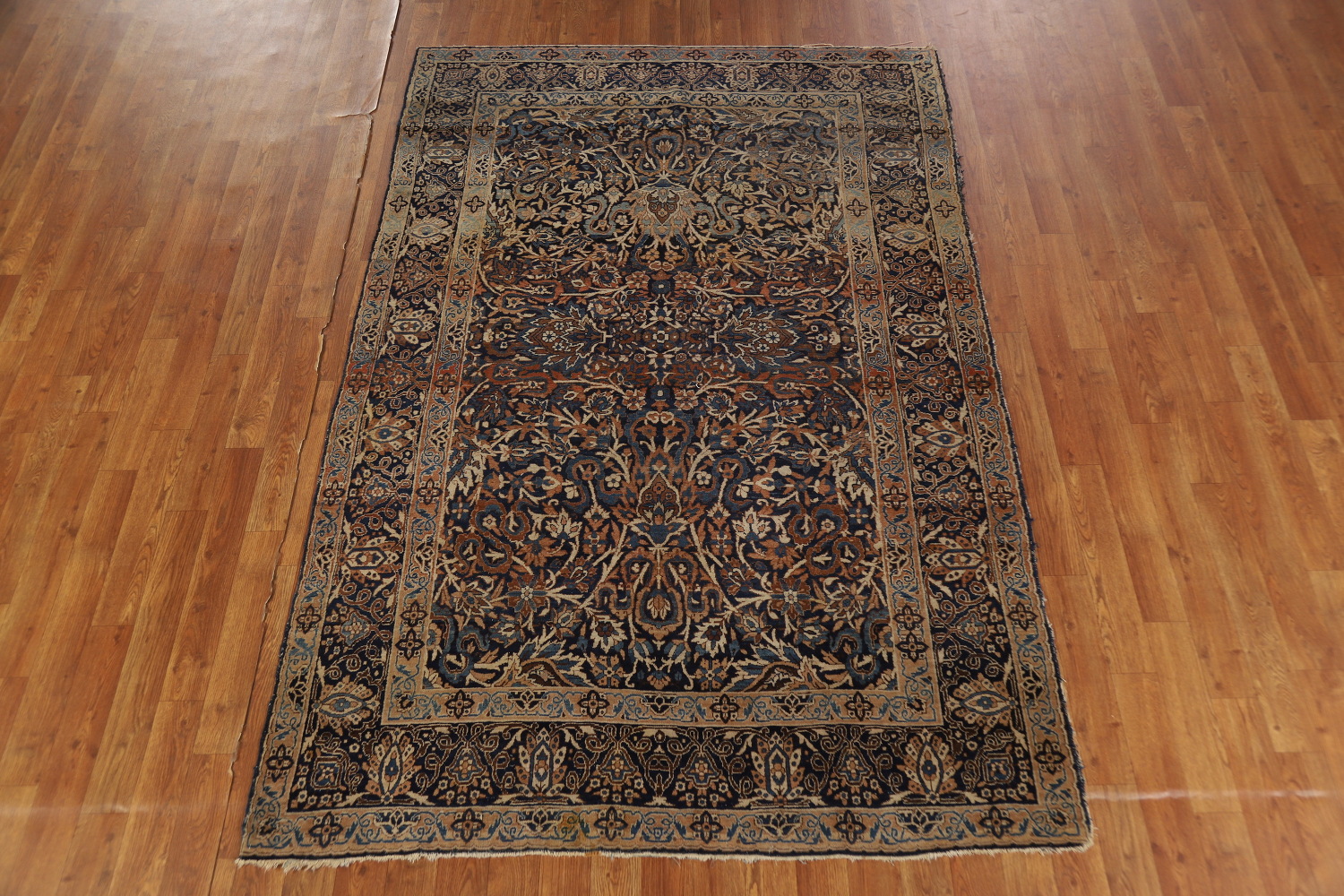 Pre-1900 Antique Vegetable Dye Kerman Ravar Persian Rug 5x7