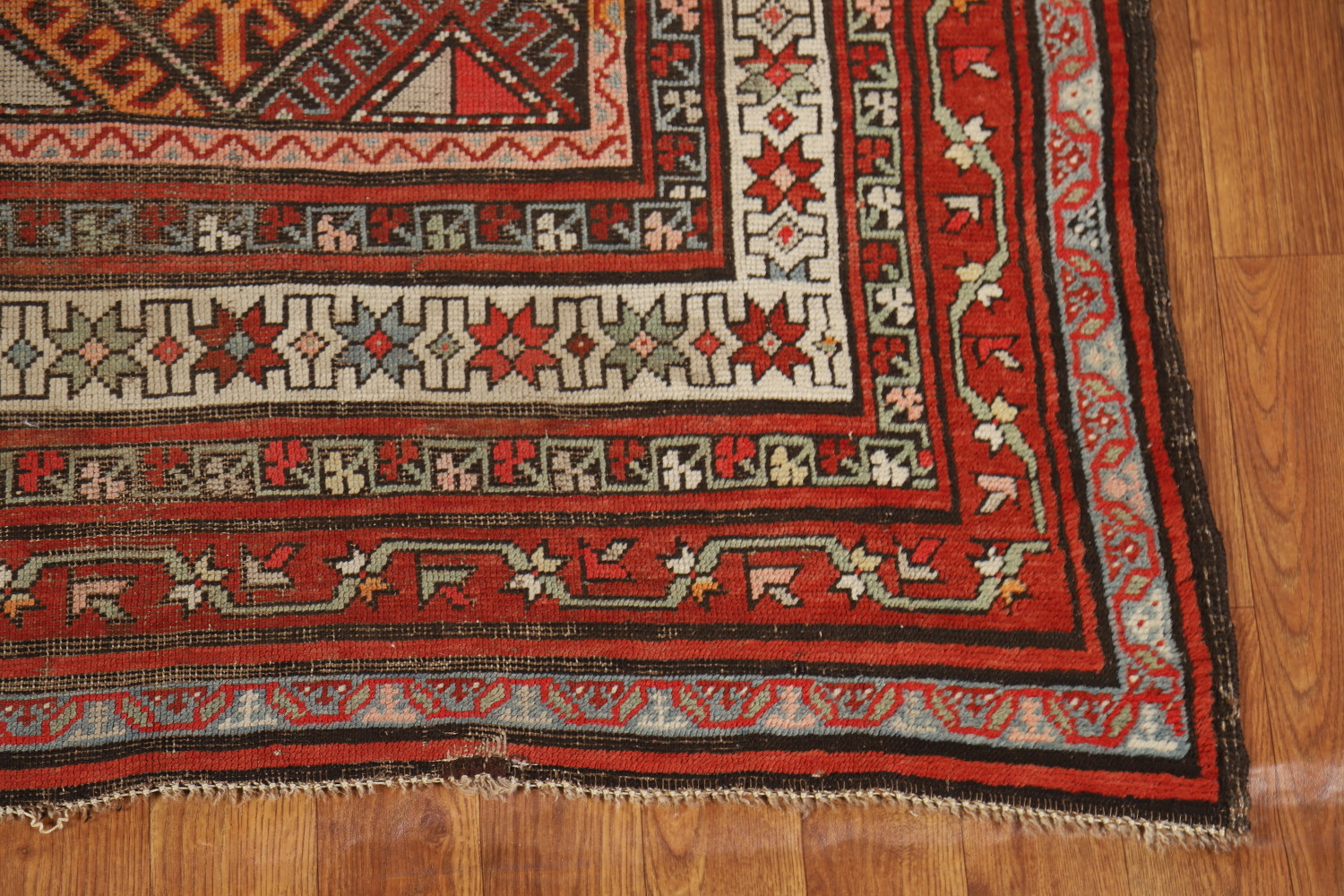 Vegetable Dye Wool Kazak Oriental Runner Rug 3x8