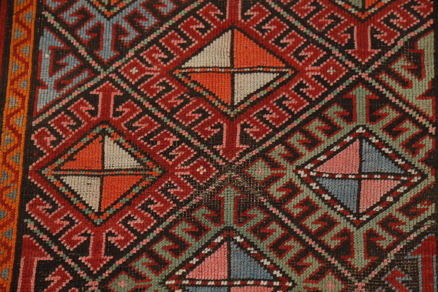 Vegetable Dye Wool Kazak Oriental Runner Rug 3x8
