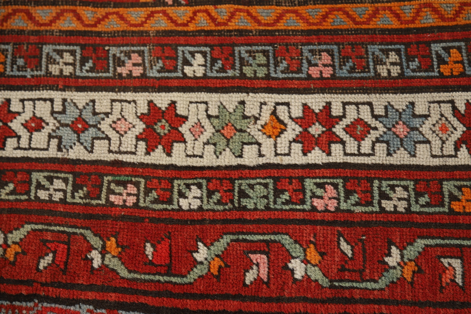 Vegetable Dye Wool Kazak Oriental Runner Rug 3x8
