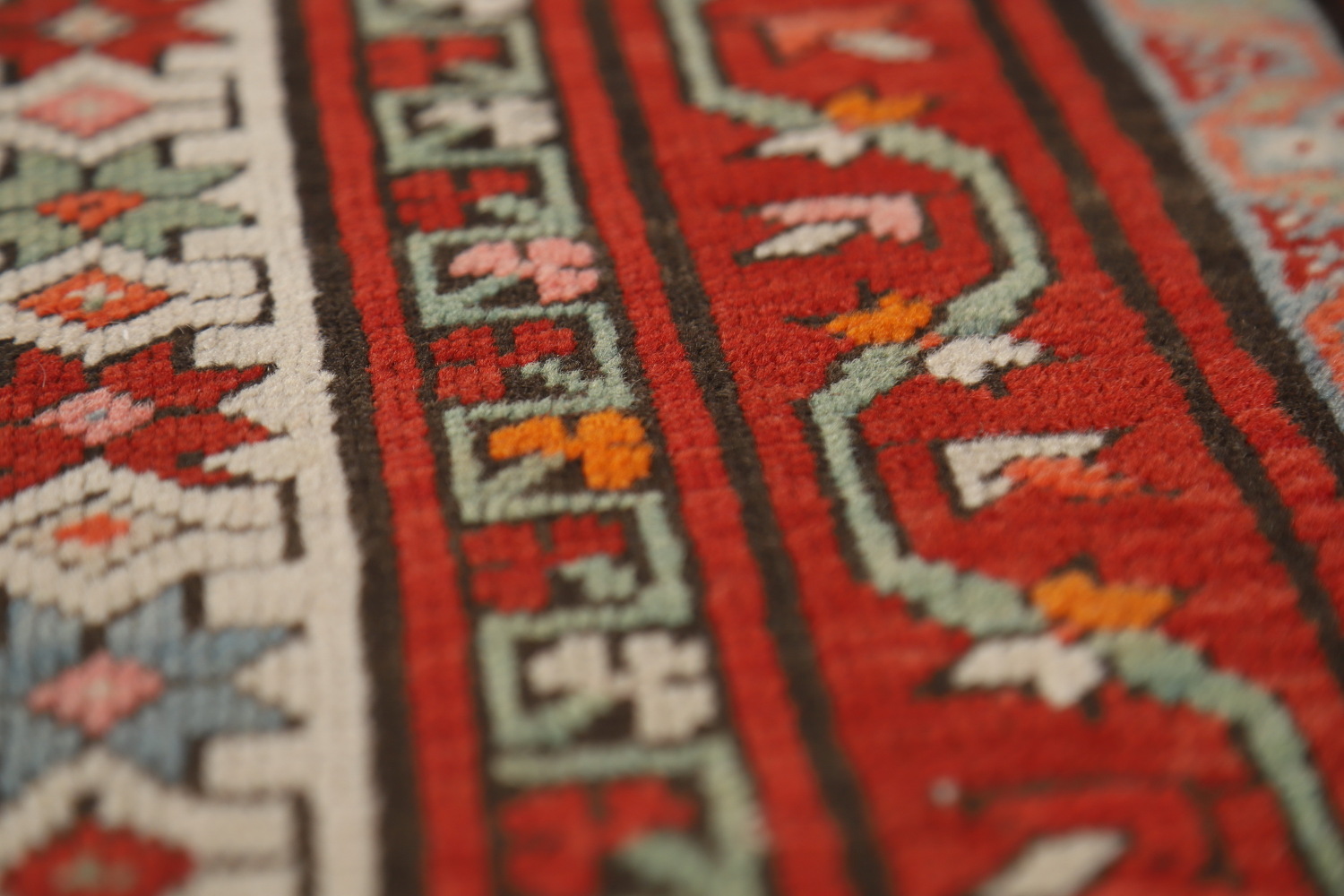 Vegetable Dye Wool Kazak Oriental Runner Rug 3x8