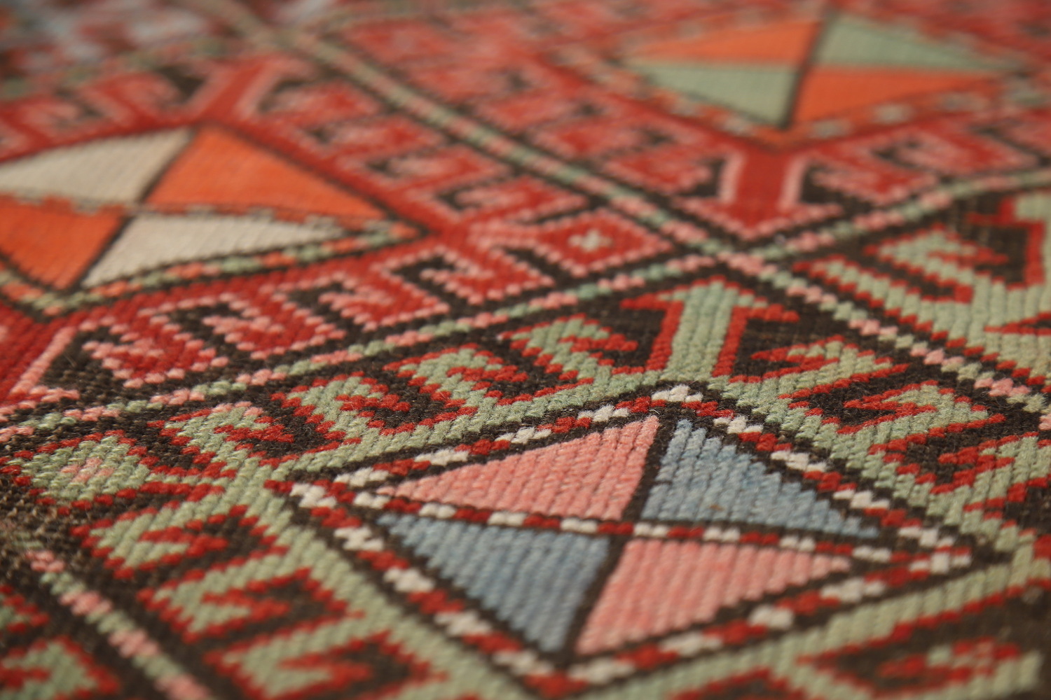 Vegetable Dye Wool Kazak Oriental Runner Rug 3x8