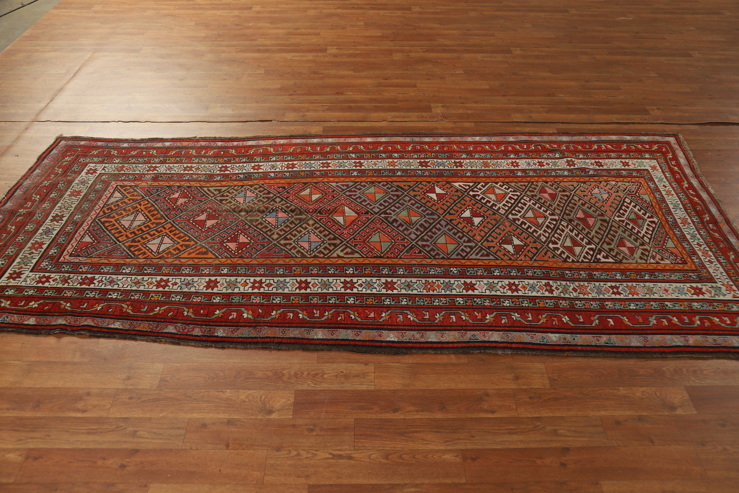 Vegetable Dye Wool Kazak Oriental Runner Rug 3x8