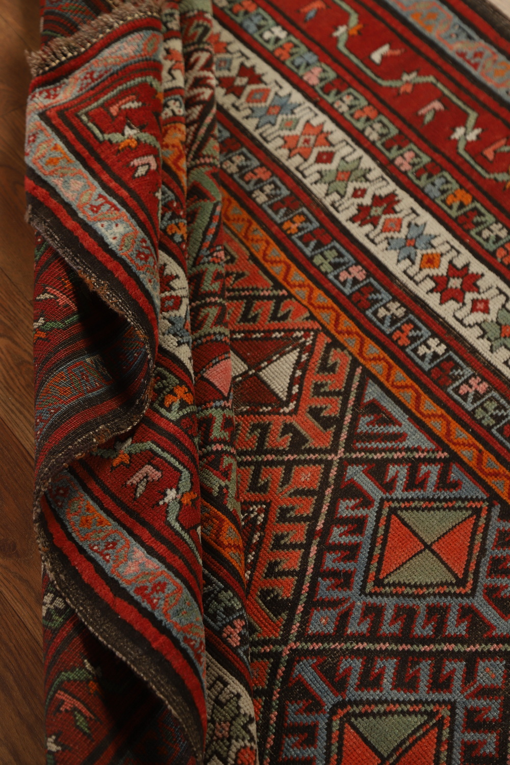 Vegetable Dye Wool Kazak Oriental Runner Rug 3x8