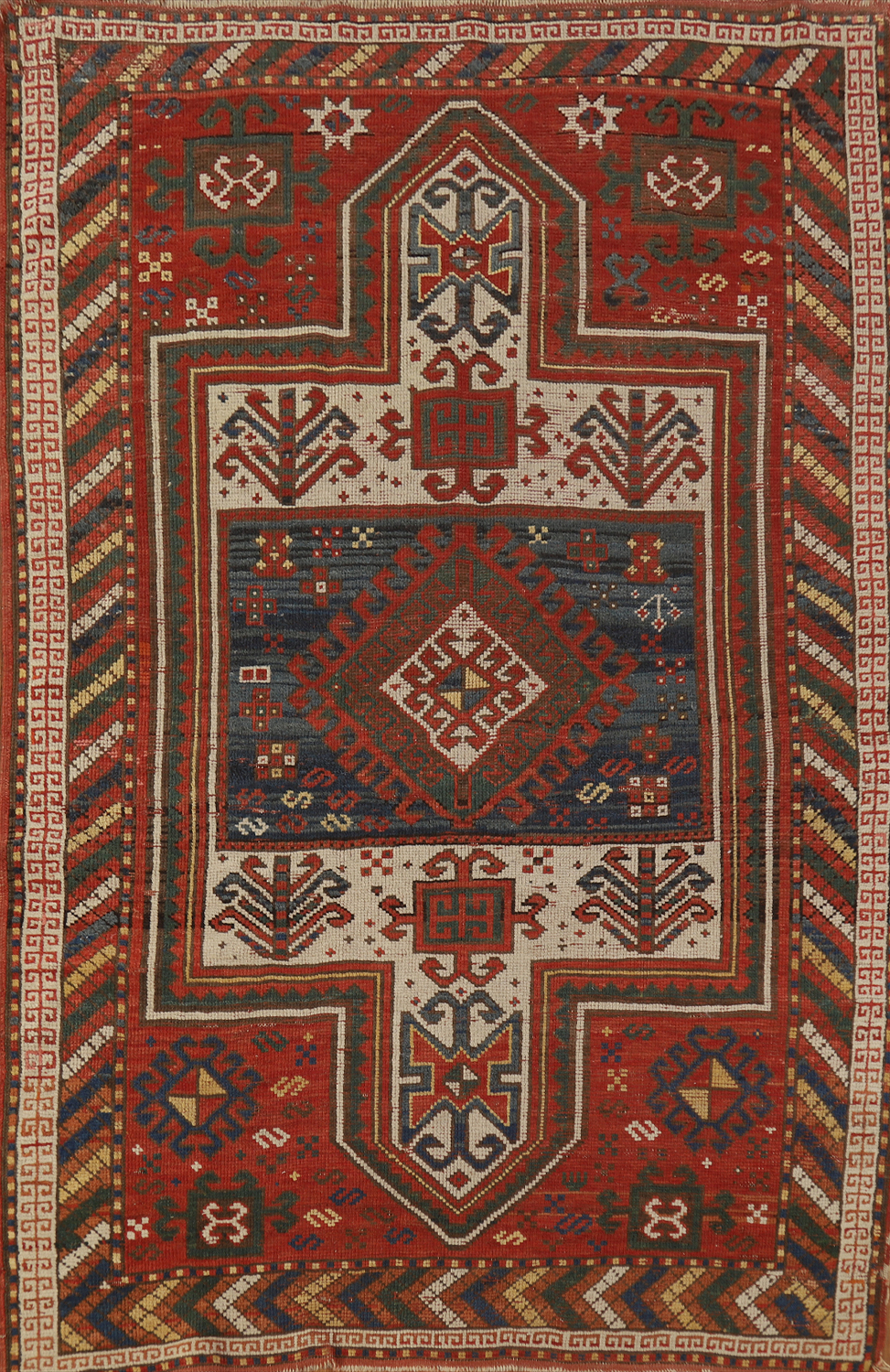 Pre-1900 Antique Vegetable Dye Caucasian Persian Rug 4x6