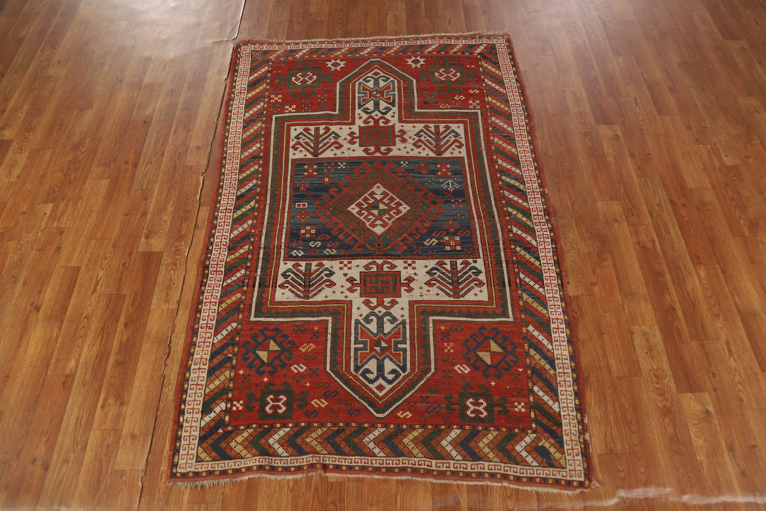 Pre-1900 Antique Vegetable Dye Caucasian Persian Rug 4x6