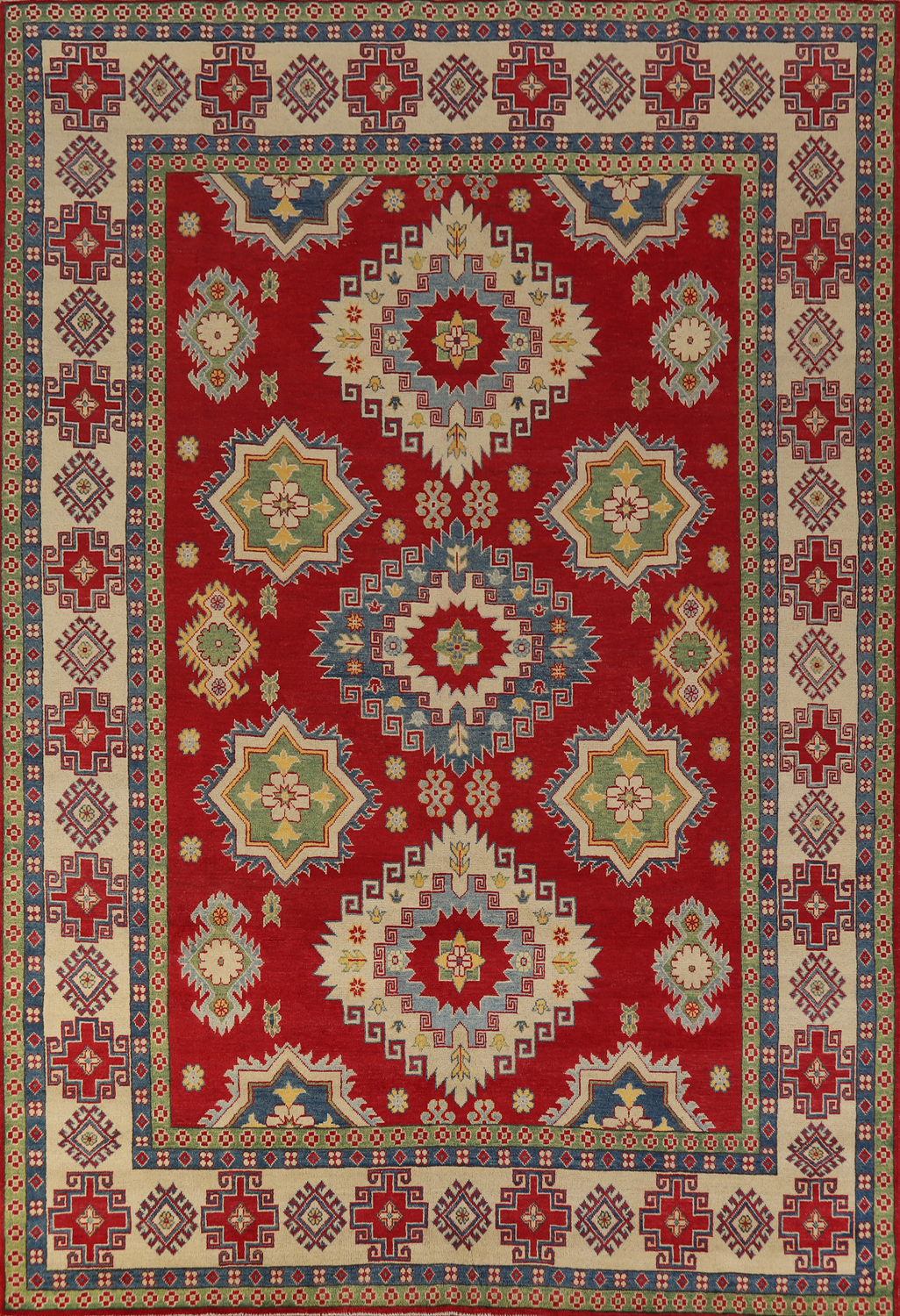 Red Wool Handmade Kazak Oriental Area Rug 8x11