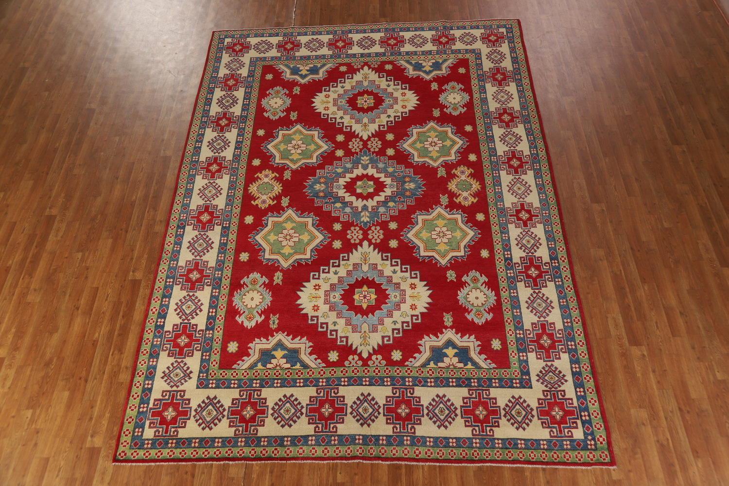 Red Wool Handmade Kazak Oriental Area Rug 8x11