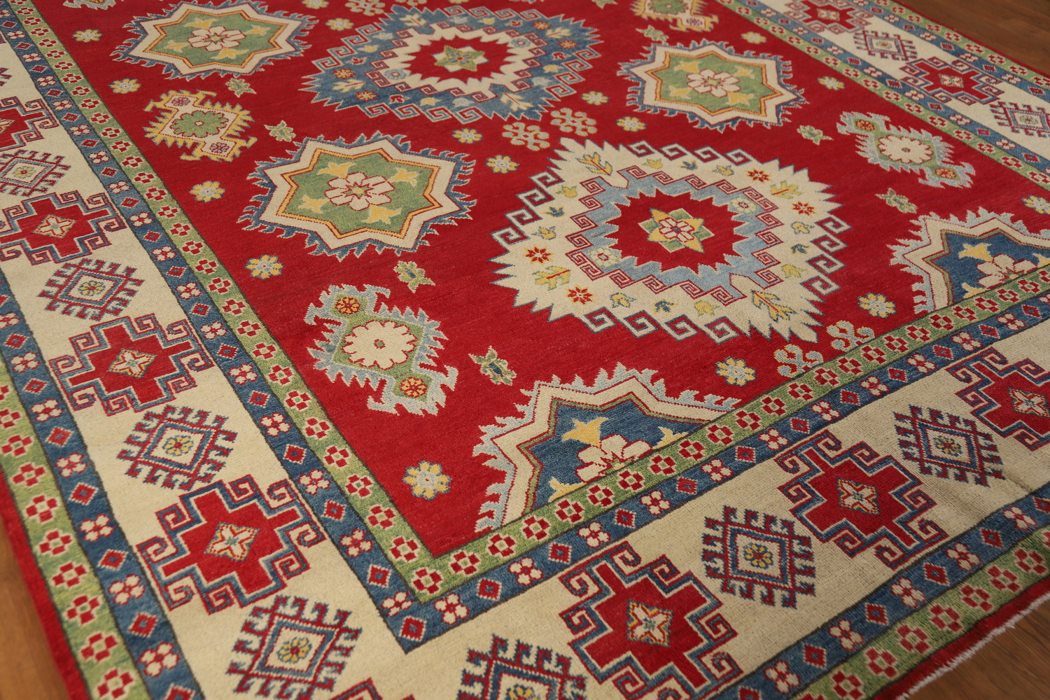 Red Wool Handmade Kazak Oriental Area Rug 8x11