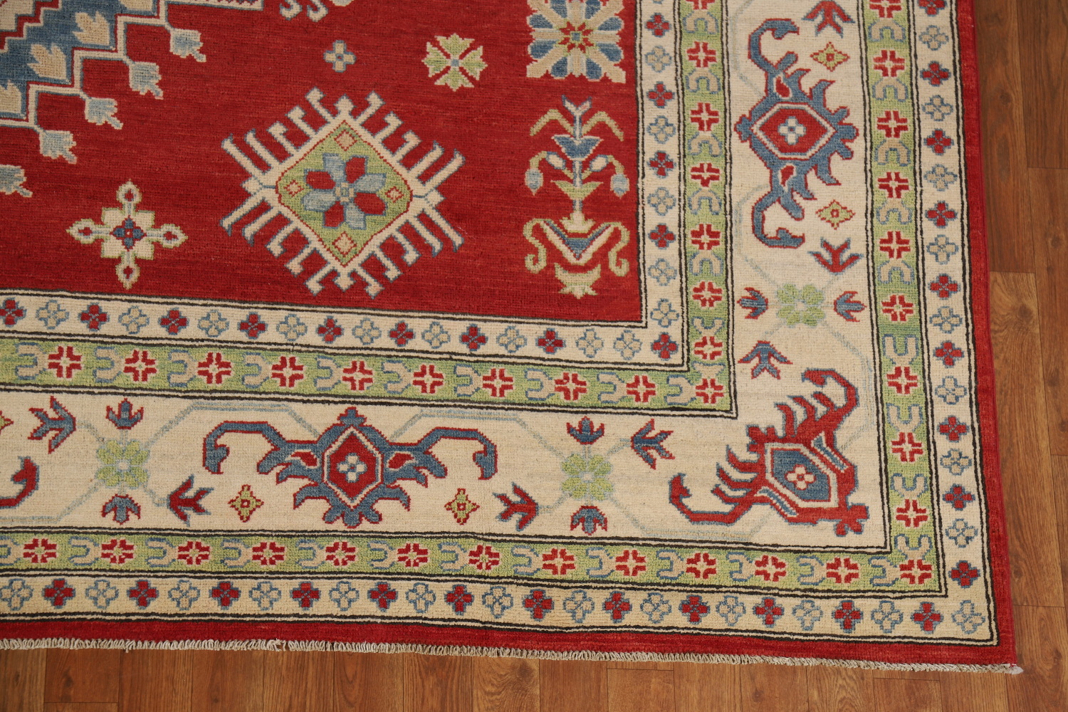 Red Geometric Kazak Oriental Area Rug 9x12