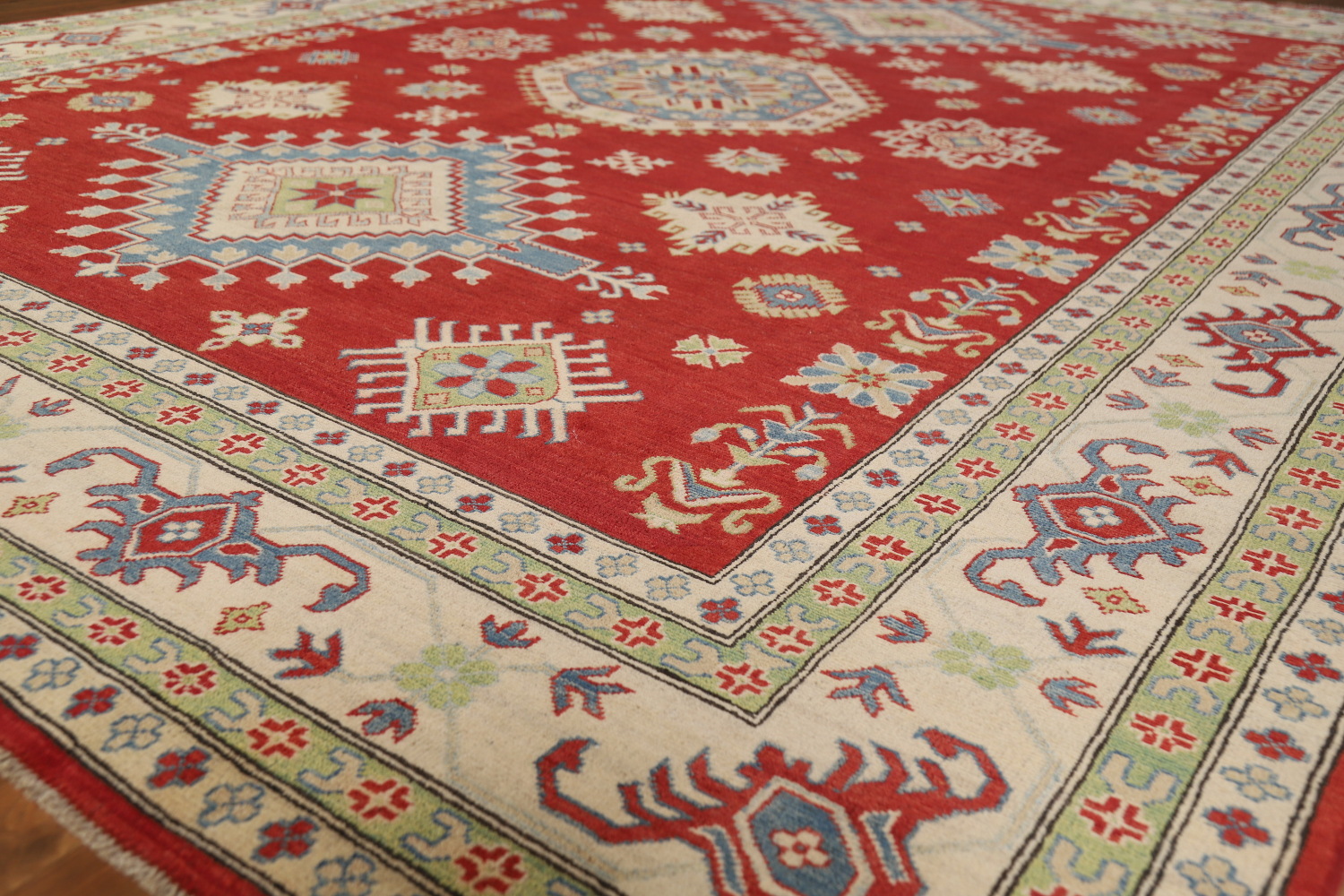 Red Geometric Kazak Oriental Area Rug 9x12