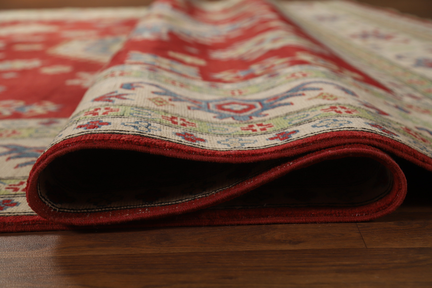 Red Geometric Kazak Oriental Area Rug 9x12