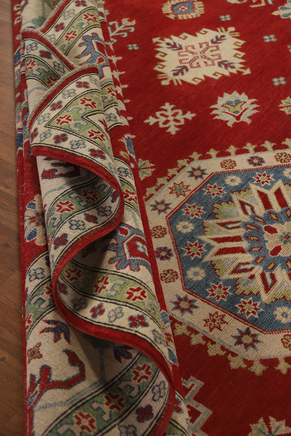 Red Geometric Kazak Oriental Area Rug 9x12
