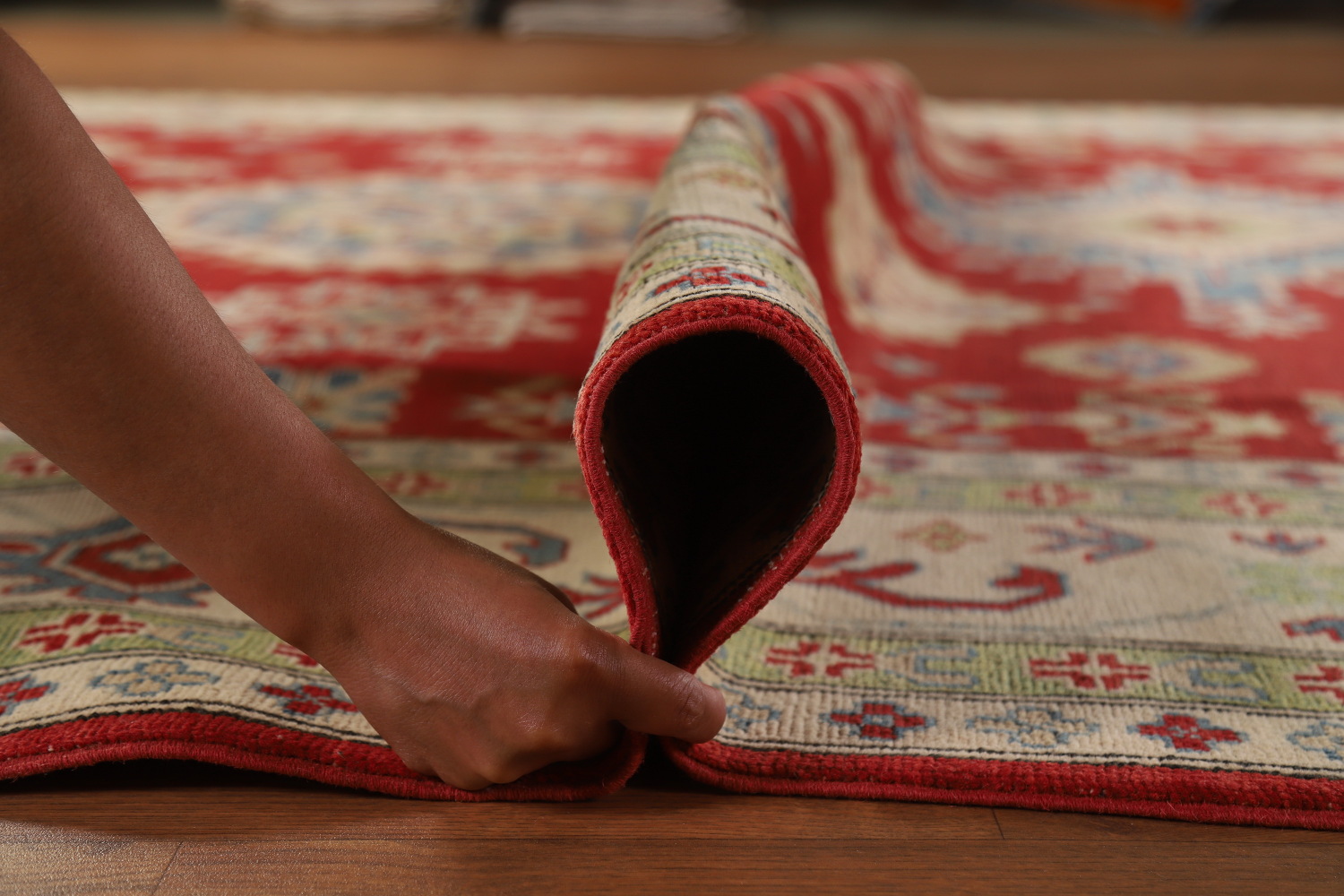 Red Geometric Kazak Oriental Area Rug 9x12