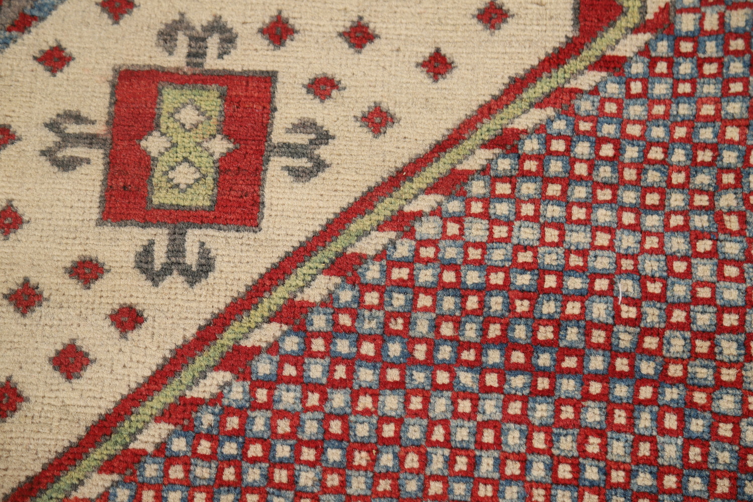 Geometric Wool Kazak Vegetable Dye Area Rug 8x10