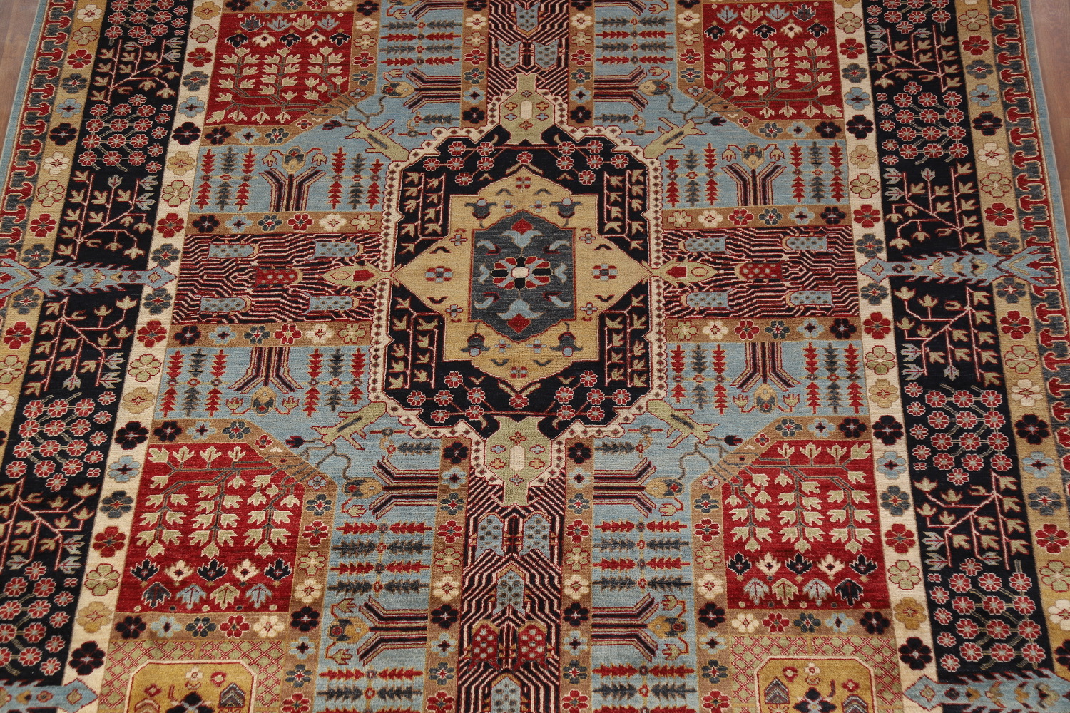 Geometric Wool Kazak Vegetable Dye Area Rug 9x11