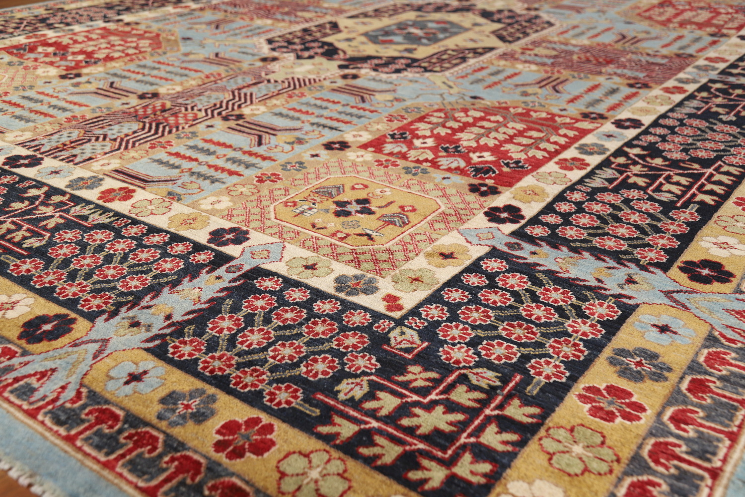 Geometric Wool Kazak Vegetable Dye Area Rug 9x11