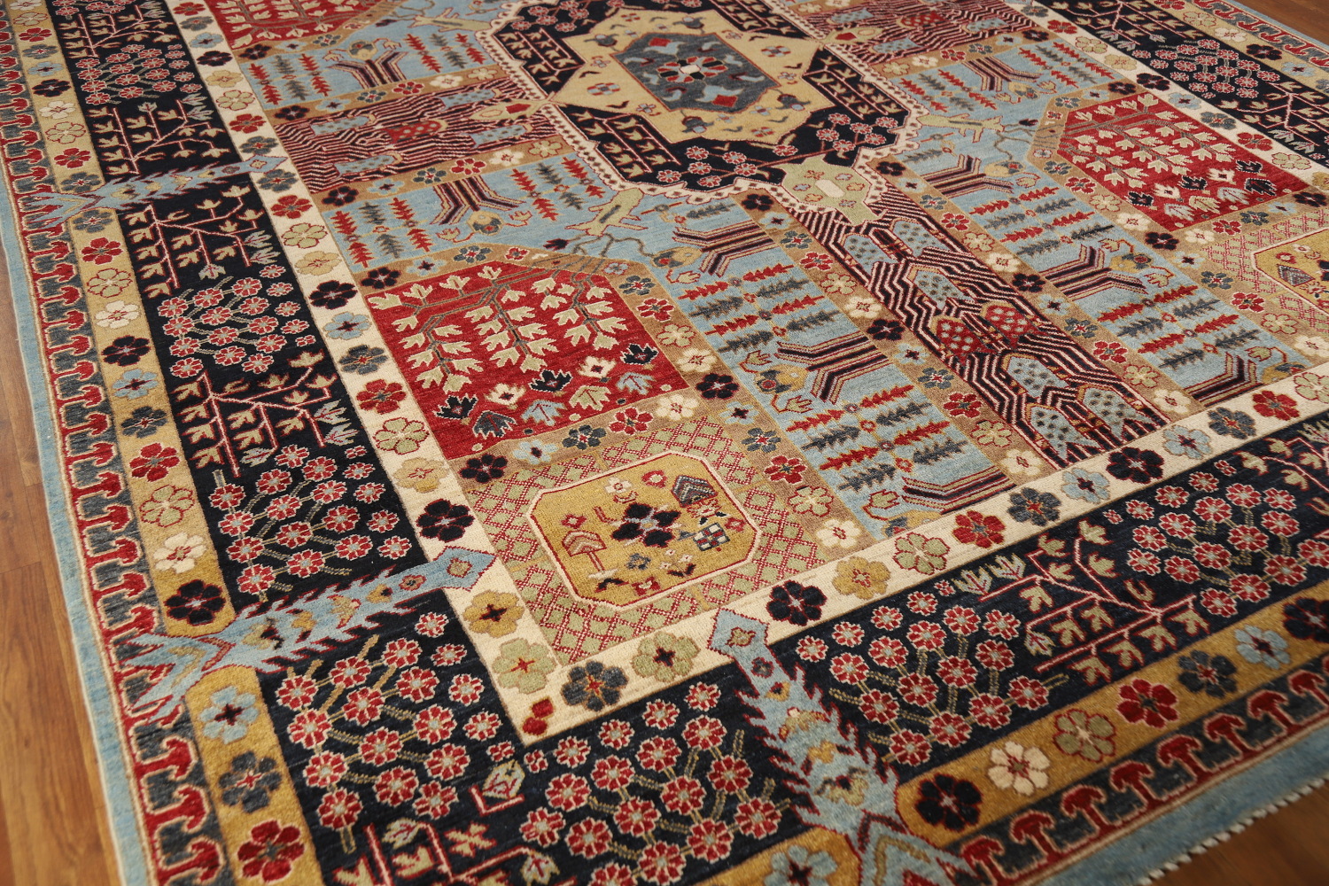 Geometric Wool Kazak Vegetable Dye Area Rug 9x11
