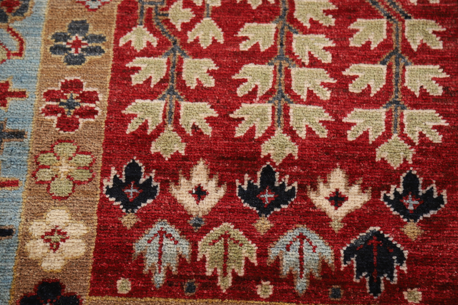 Geometric Wool Kazak Vegetable Dye Area Rug 9x11
