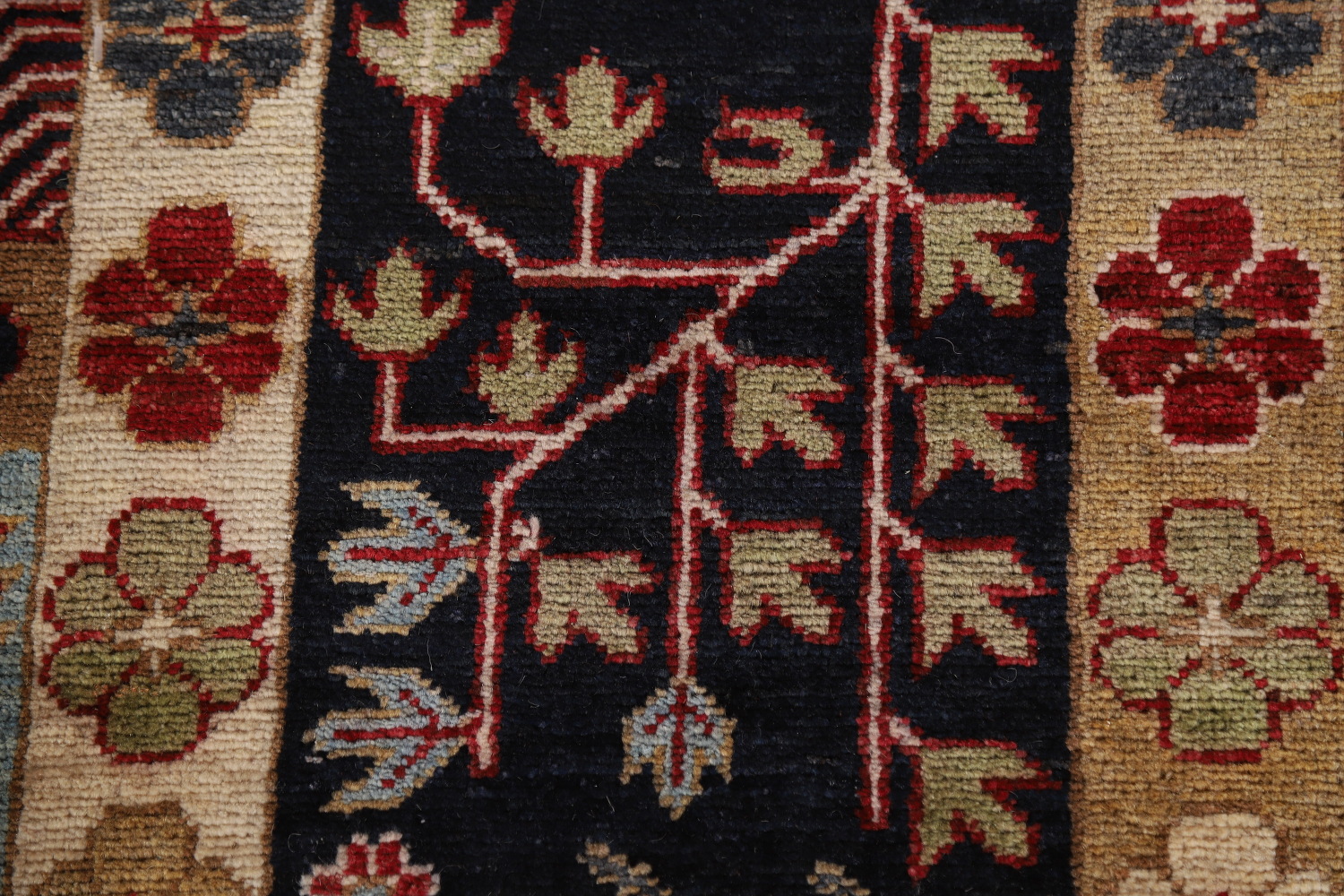Geometric Wool Kazak Vegetable Dye Area Rug 9x11