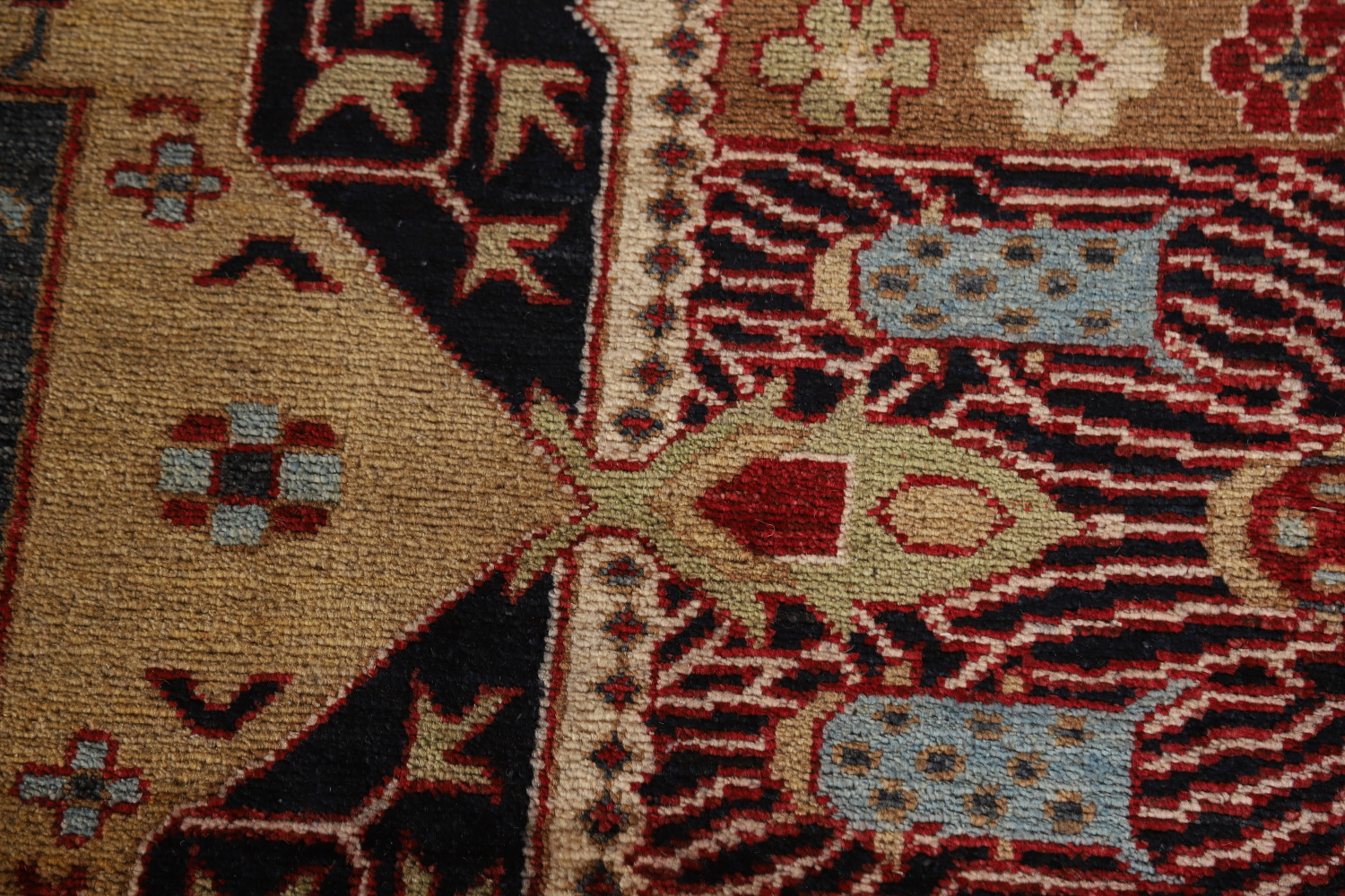 Geometric Wool Kazak Vegetable Dye Area Rug 9x11