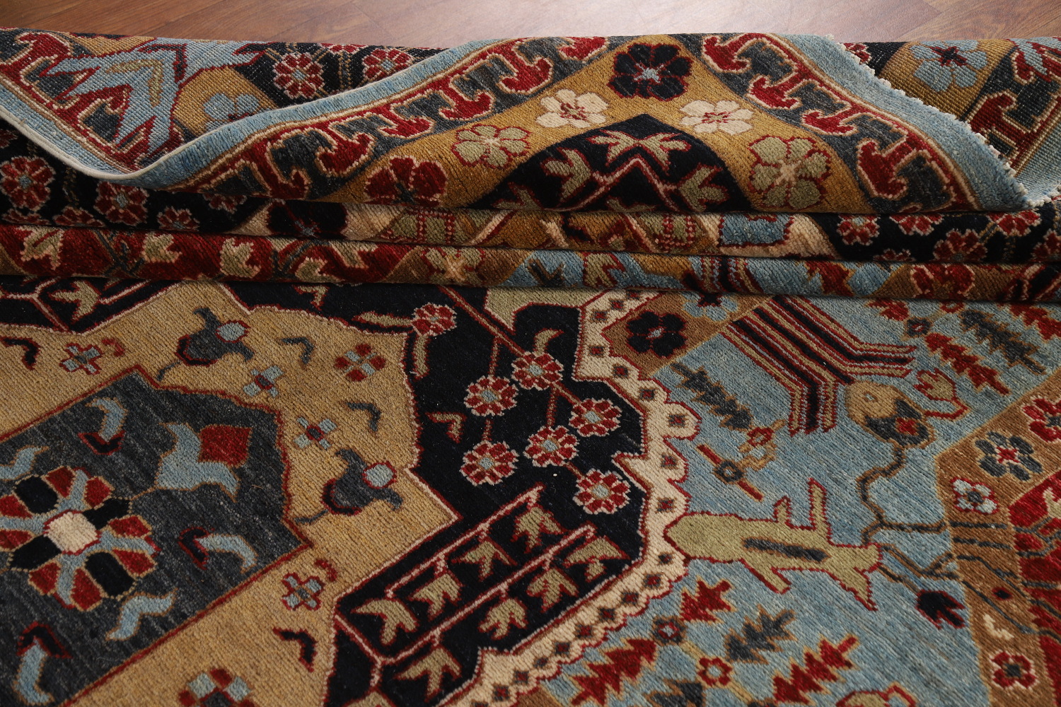 Geometric Wool Kazak Vegetable Dye Area Rug 9x11