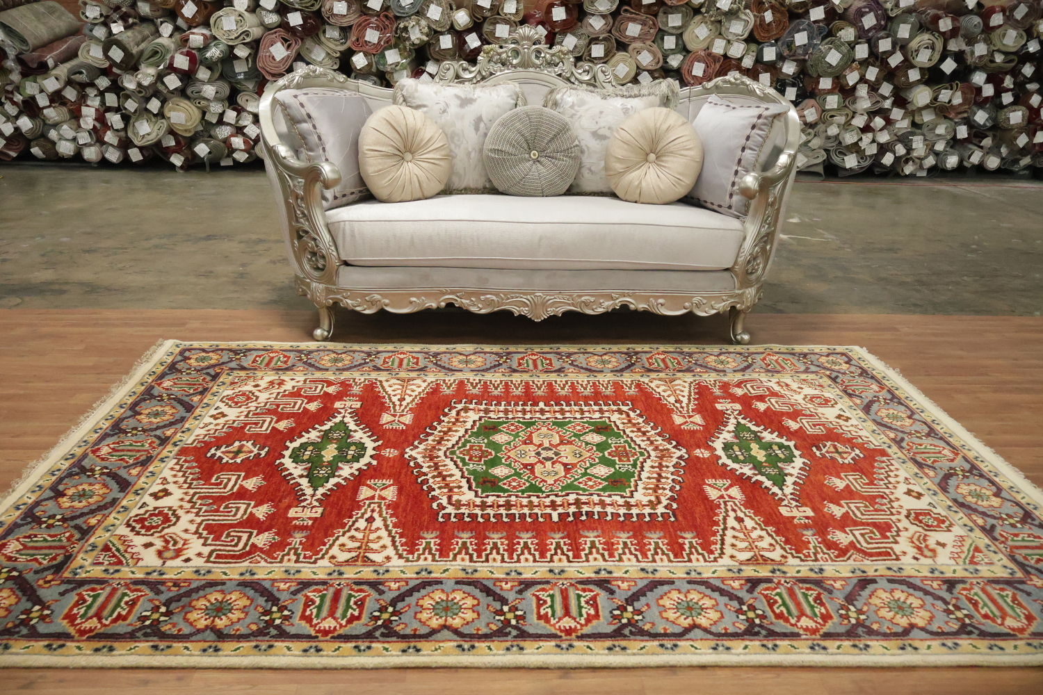 Red Geometric Viss Oriental Area Rug 6x9