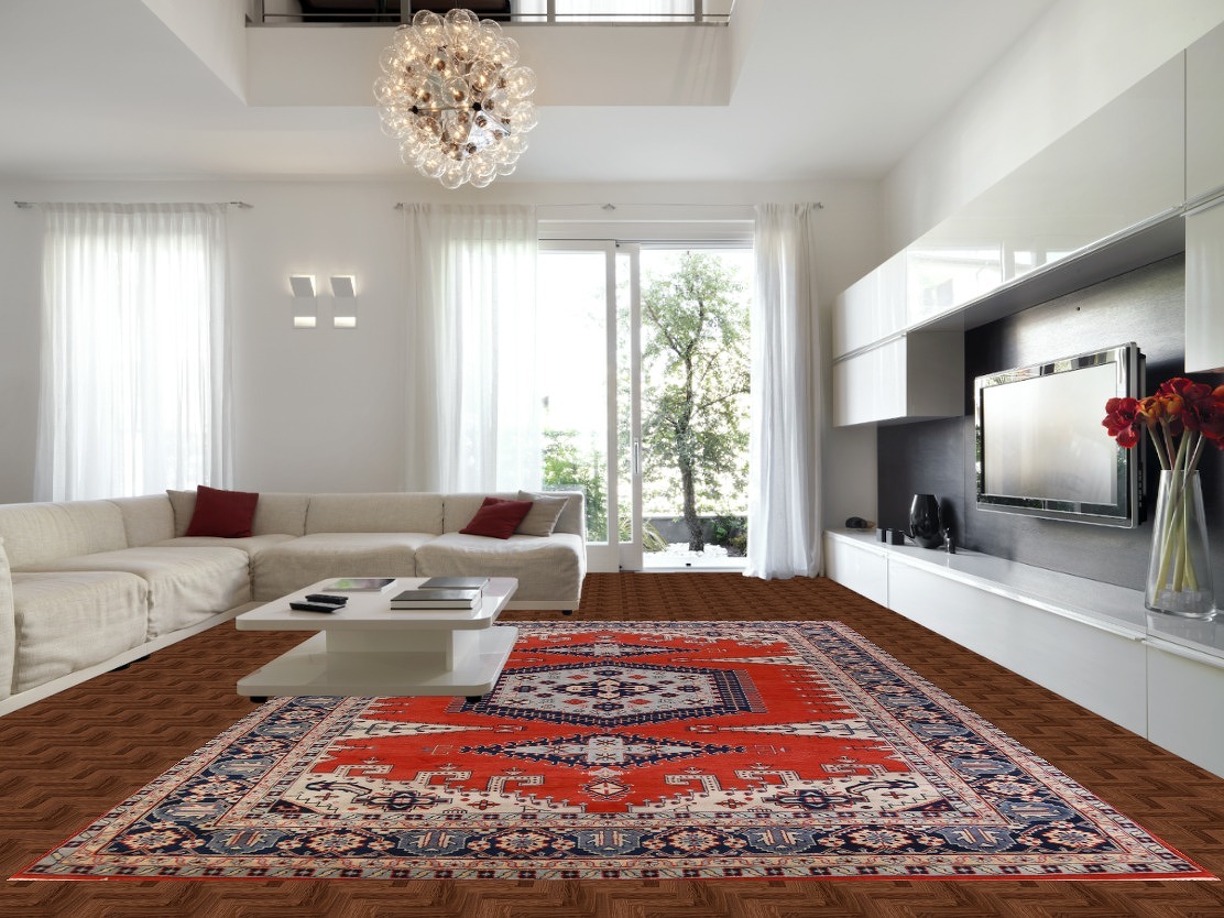 Red Geometric Viss Oriental Large Rug 12x18