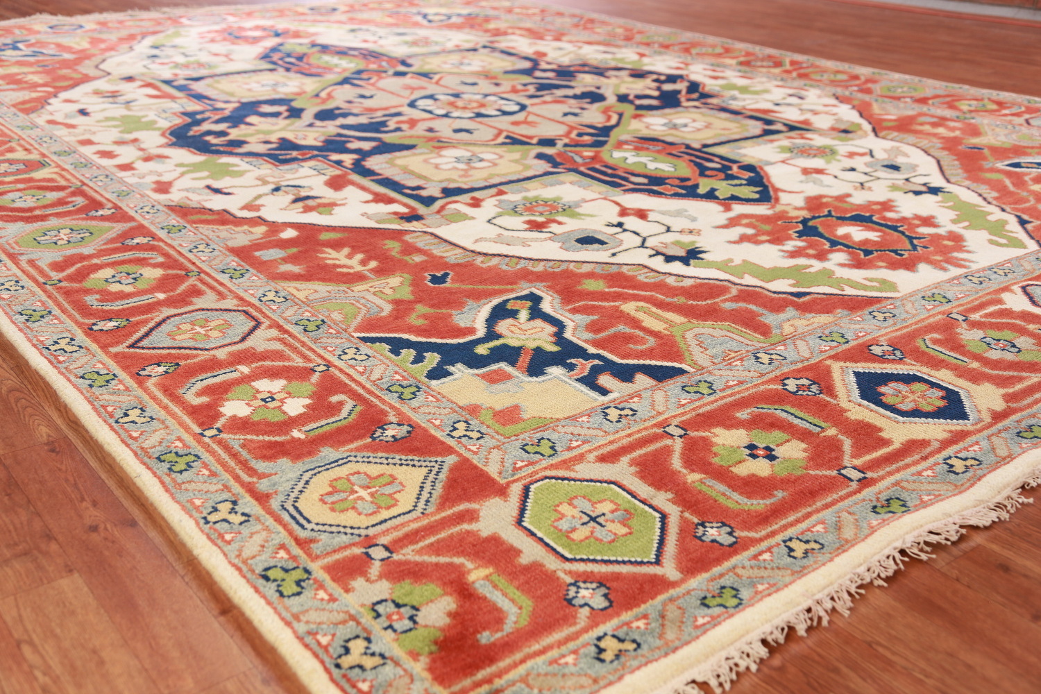 Geometric Wool Heriz Serapi Oriental Large Rug 10x14