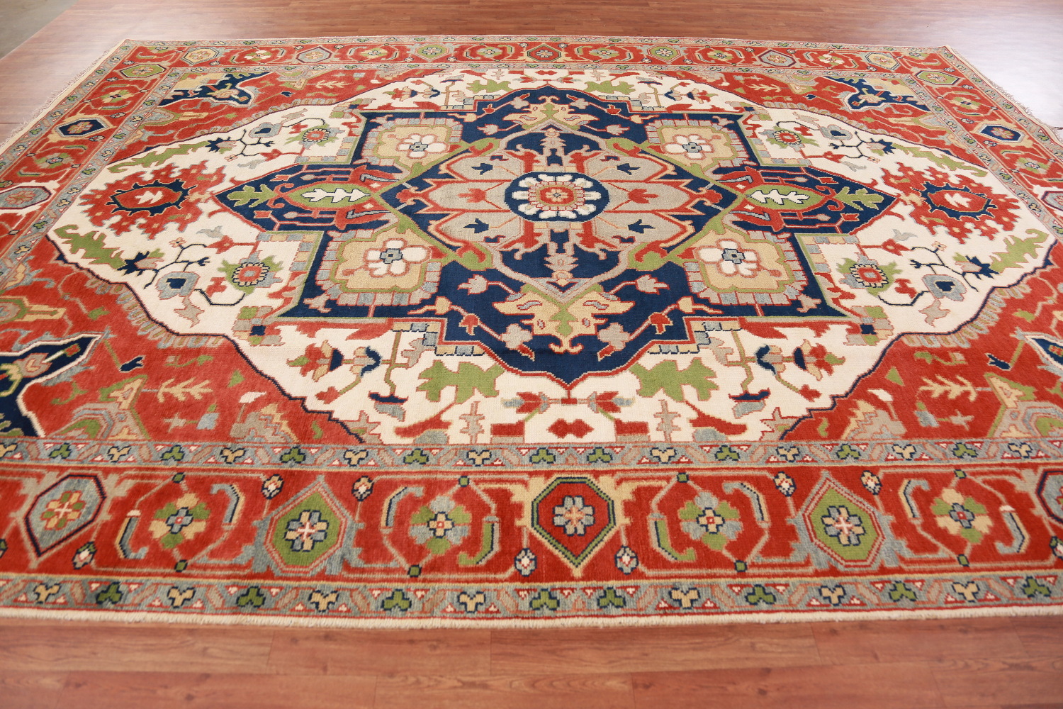 Geometric Wool Heriz Serapi Oriental Large Rug 10x14