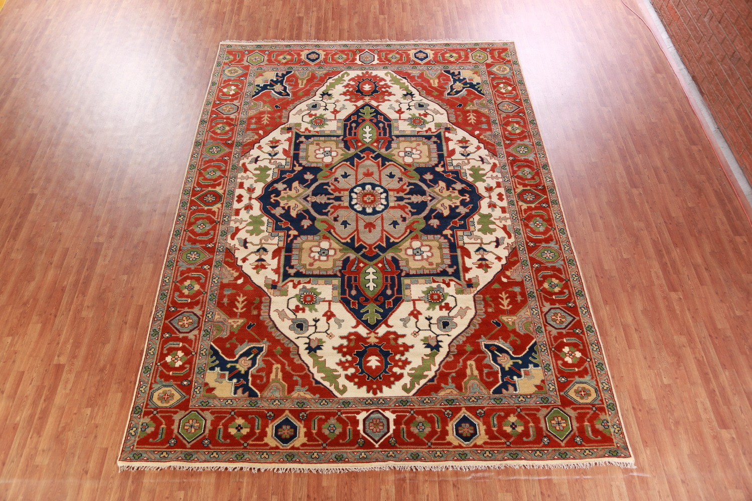 Geometric Wool Heriz Serapi Oriental Large Rug 10x14
