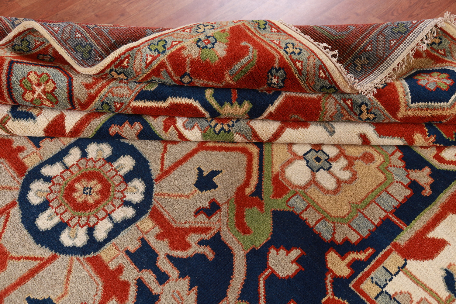 Geometric Wool Heriz Serapi Oriental Large Rug 10x14