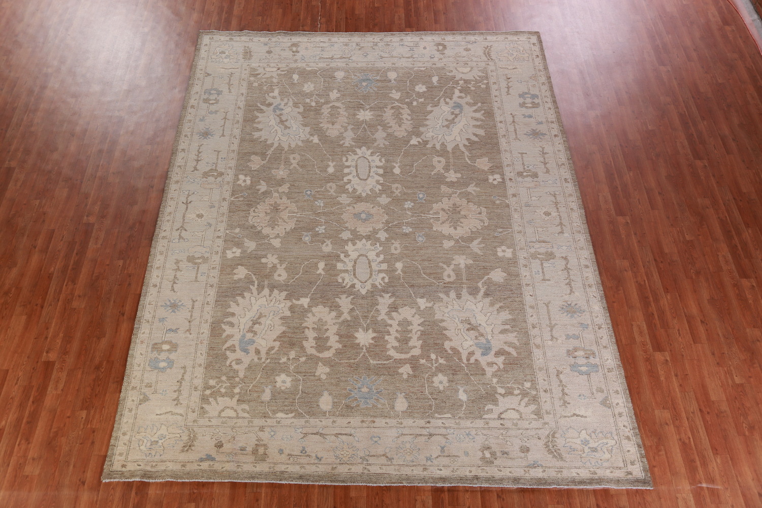 Handmade Brown Wool Oushak Turkish Area Rug 9x12