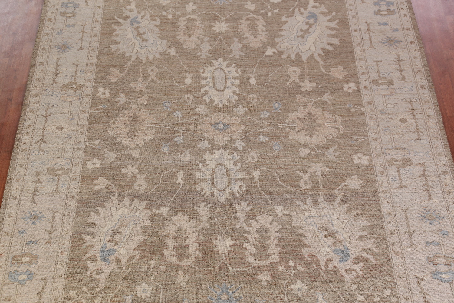 Handmade Brown Wool Oushak Turkish Area Rug 9x12