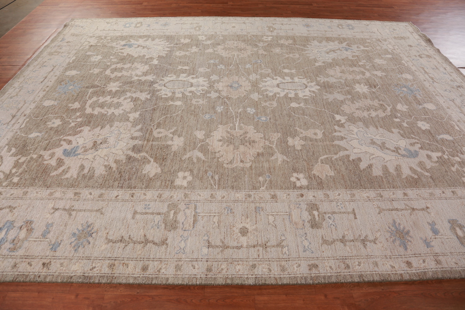 Handmade Brown Wool Oushak Turkish Area Rug 9x12
