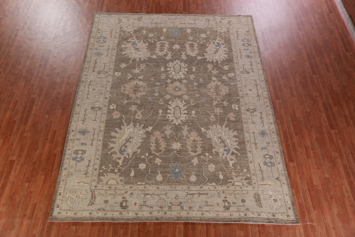 Handmade Brown Wool Oushak Turkish Area Rug 9x12