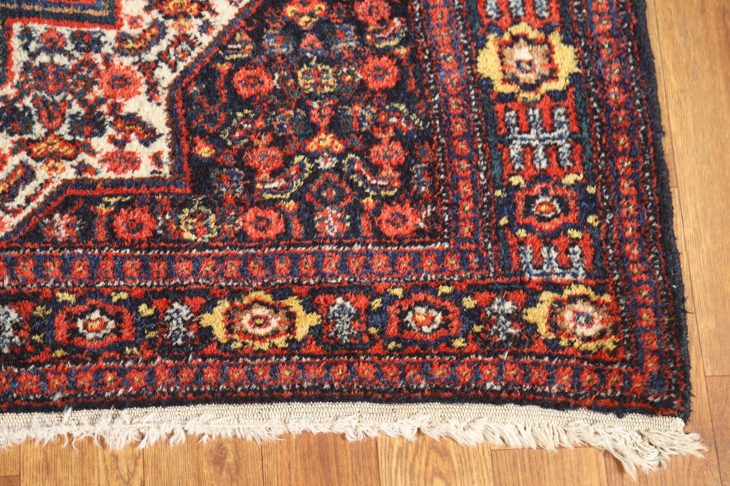 Antique Geometric Senneh Vegetable Dye Persian Rug 4x5