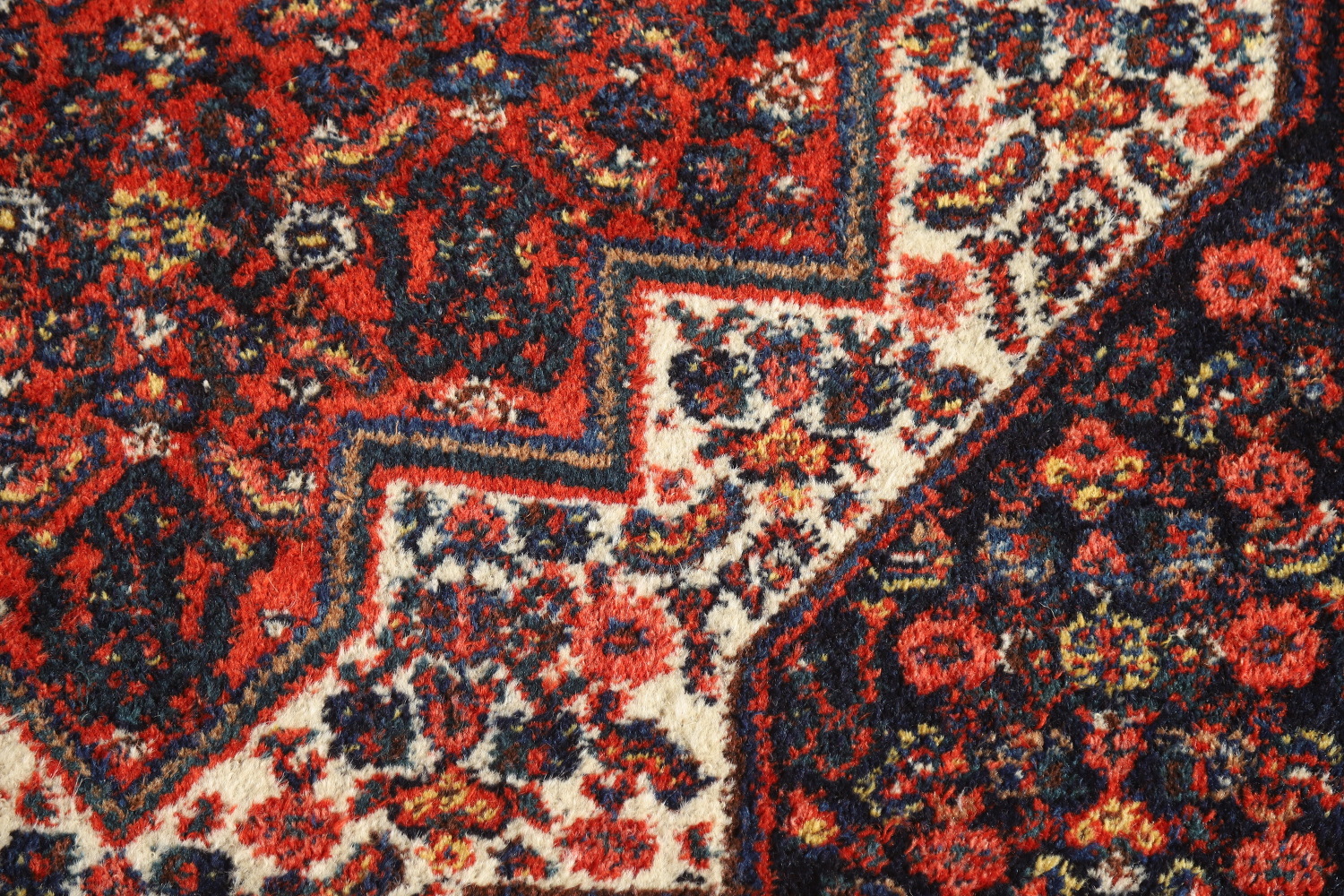 Antique Geometric Senneh Vegetable Dye Persian Rug 4x5