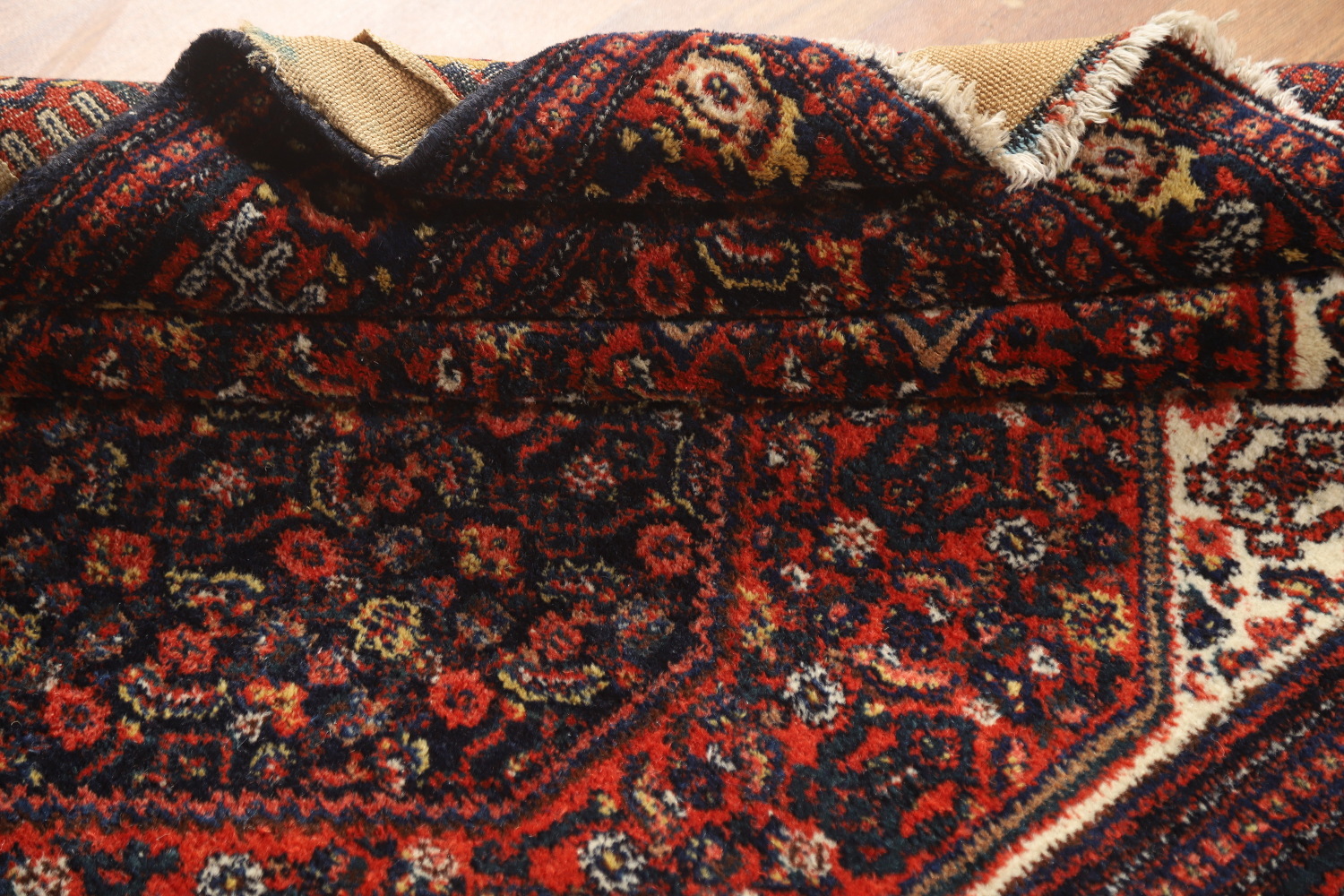 Antique Geometric Senneh Vegetable Dye Persian Rug 4x5