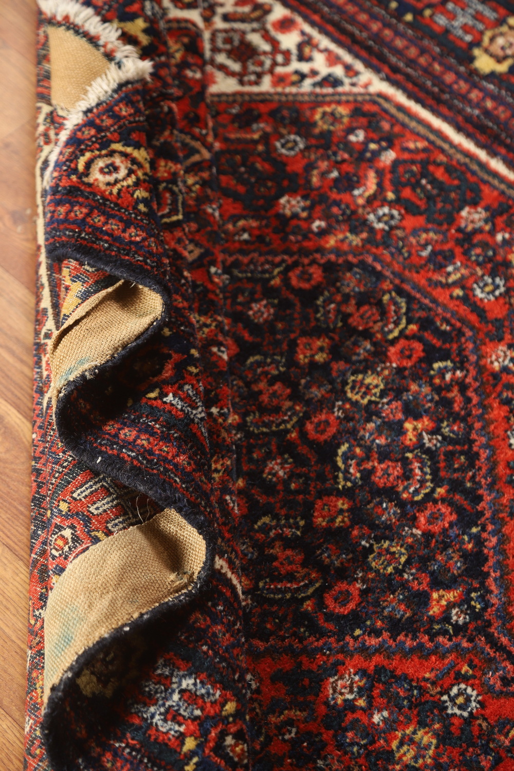 Antique Geometric Senneh Vegetable Dye Persian Rug 4x5