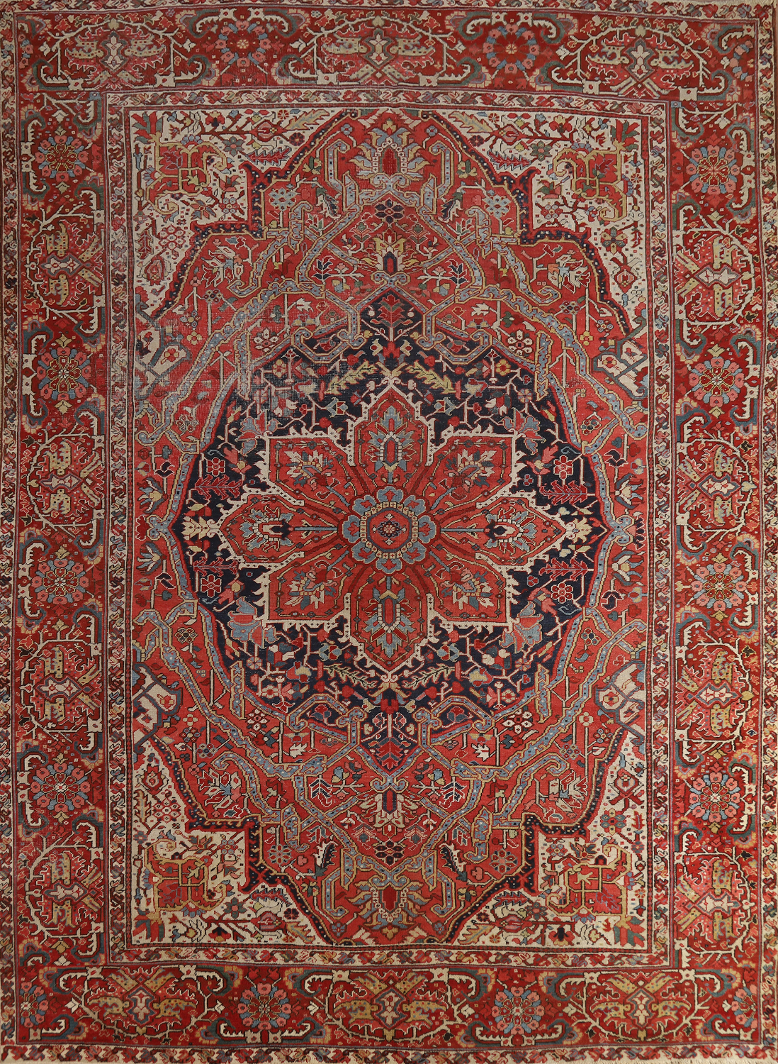 Antique Vegetable Dye Heriz Serapi Persian Area Rug 10x12