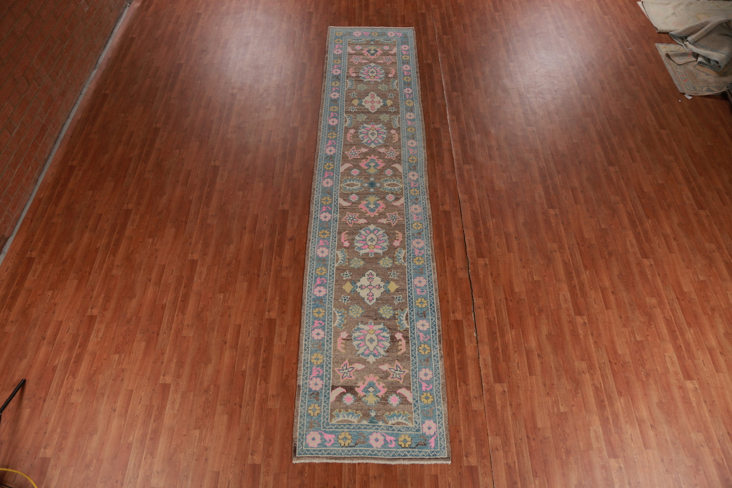 Vegetable Dye Oushak Turkish Runner Rug 3x15