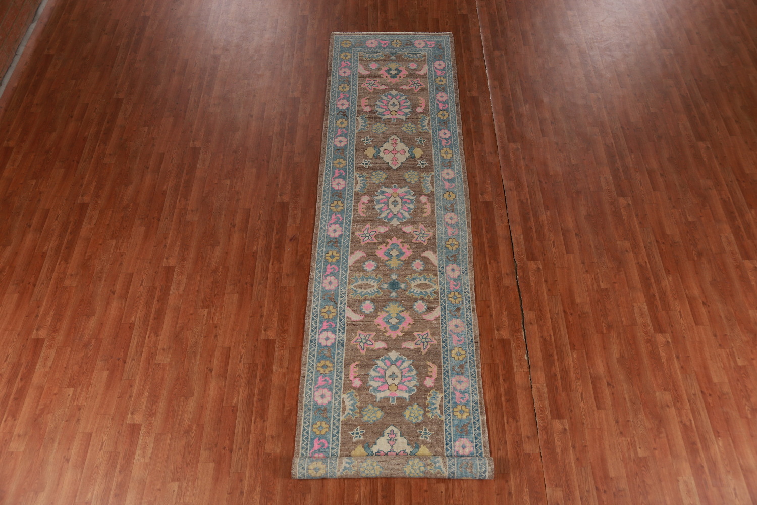Vegetable Dye Oushak Turkish Runner Rug 3x15