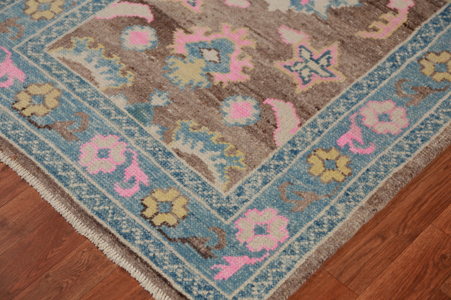 Vegetable Dye Oushak Turkish Runner Rug 3x15