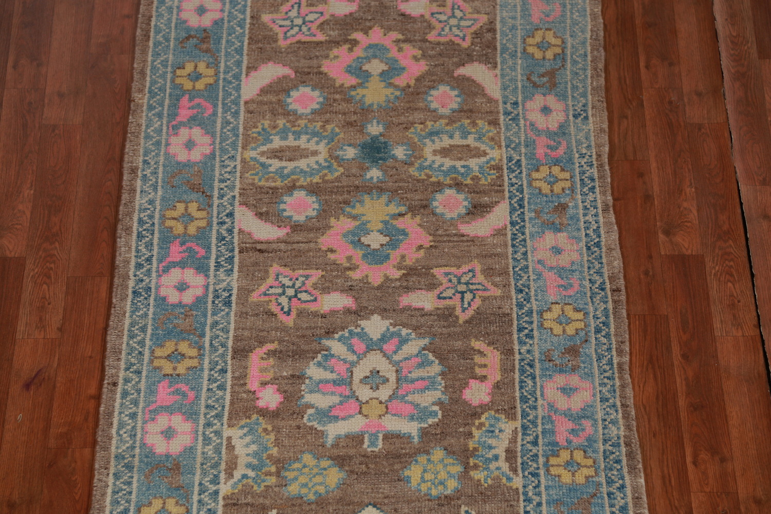 Vegetable Dye Oushak Turkish Runner Rug 3x15