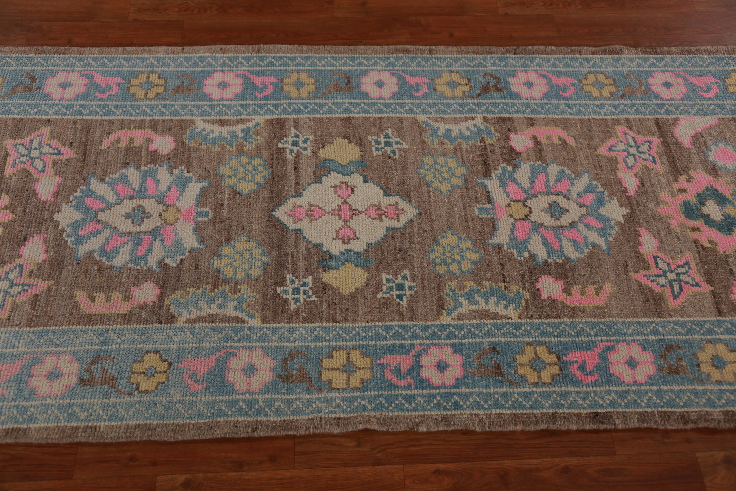 Vegetable Dye Oushak Turkish Runner Rug 3x15