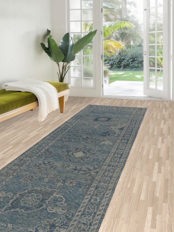 Vegetable Dye Oushak Turkish Runner Rug 3x17